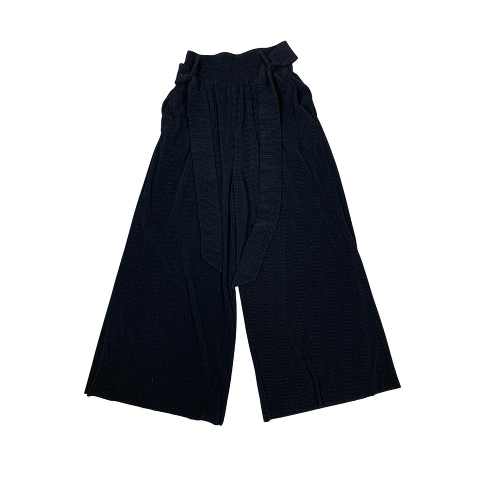 & Other Stories Black Ribbed Wide Leg Palazzo Pants XS